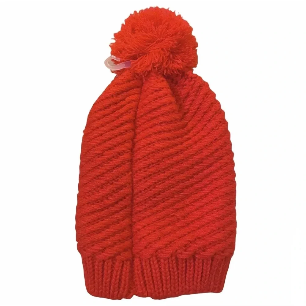 NWT Copper Key Red Chunky Knit Pompom Beanie